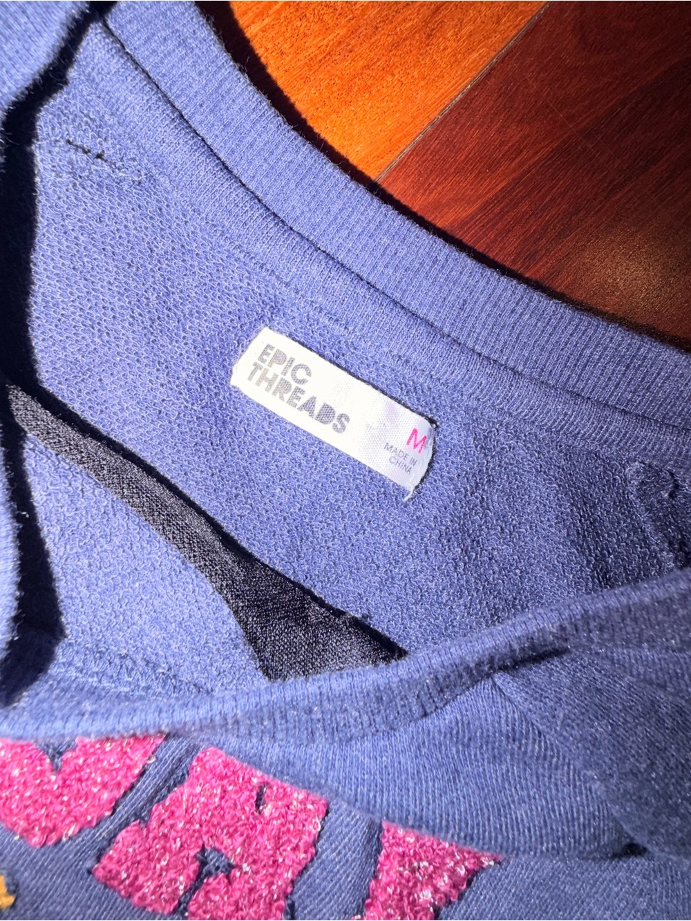 Epic Threads Navy Ruffle-Sleeve Sweatshirt with Multicolor Puff Lettering - Picture 5 of 5